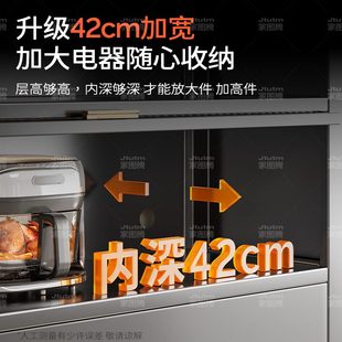 厨房多层家用落地置物架橱柜收纳柜带门多功能储物柜子微波炉架子