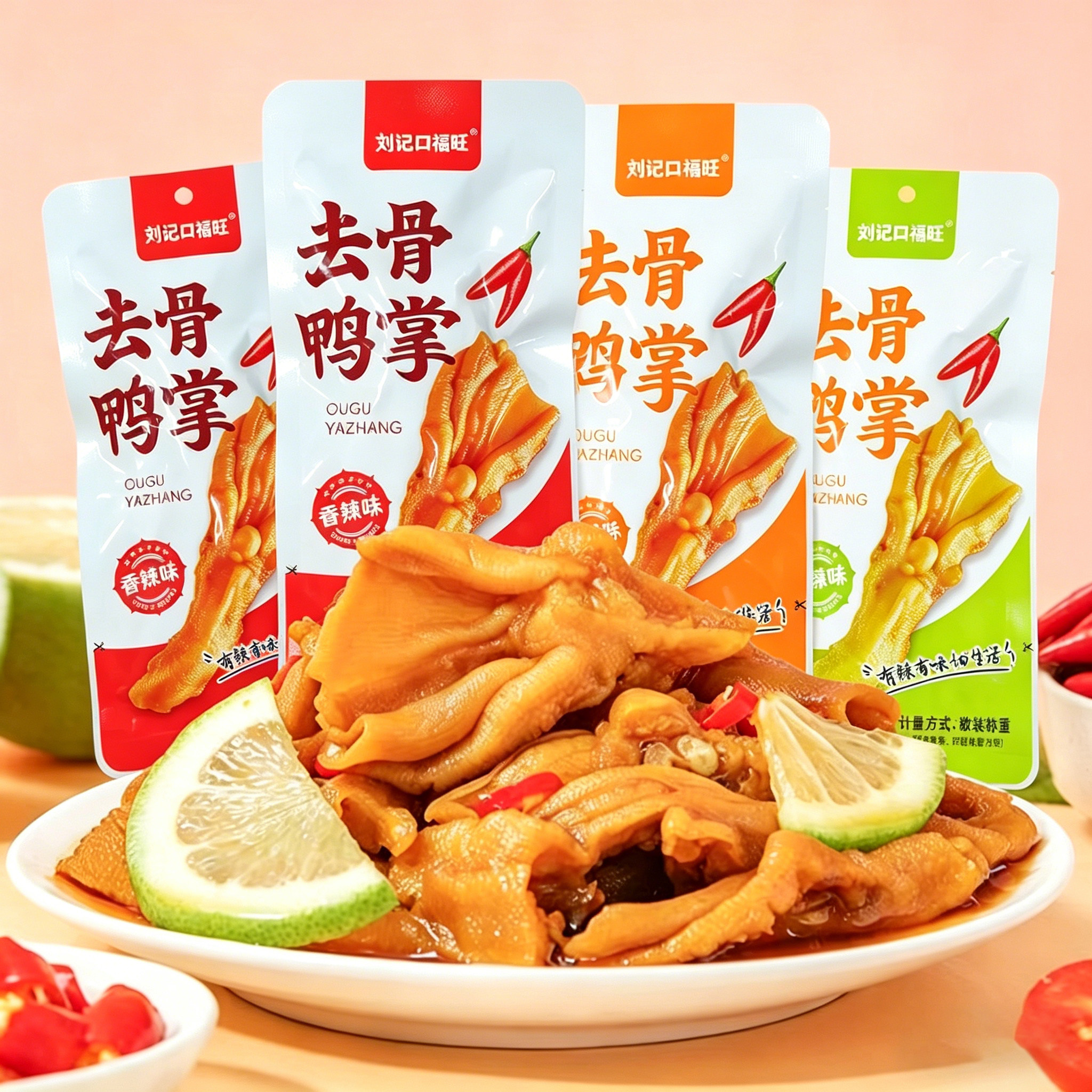 泡椒去骨鸭掌脱骨鸭爪柠檬香辣休闲零食解馋卤味鸭货无骨泡鸭掌