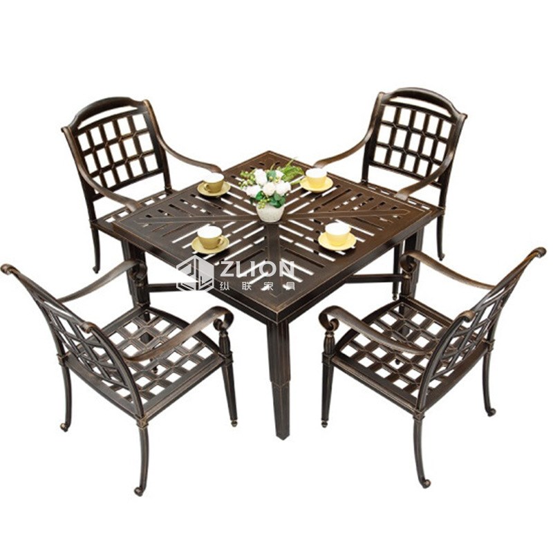 户外桌椅庭院欧式铸铝三五件套露台露天室外花园铁艺家具阳台休闲