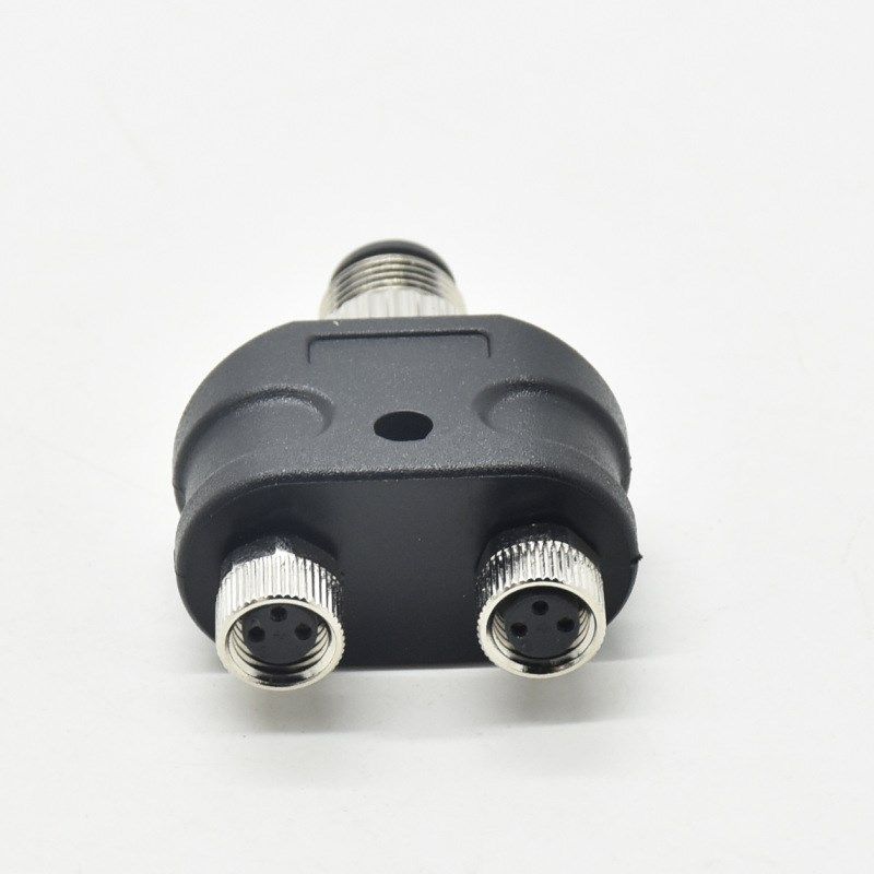 M12分线接头y型4芯公头转M8母头一拖二3芯4芯m12防水连接器