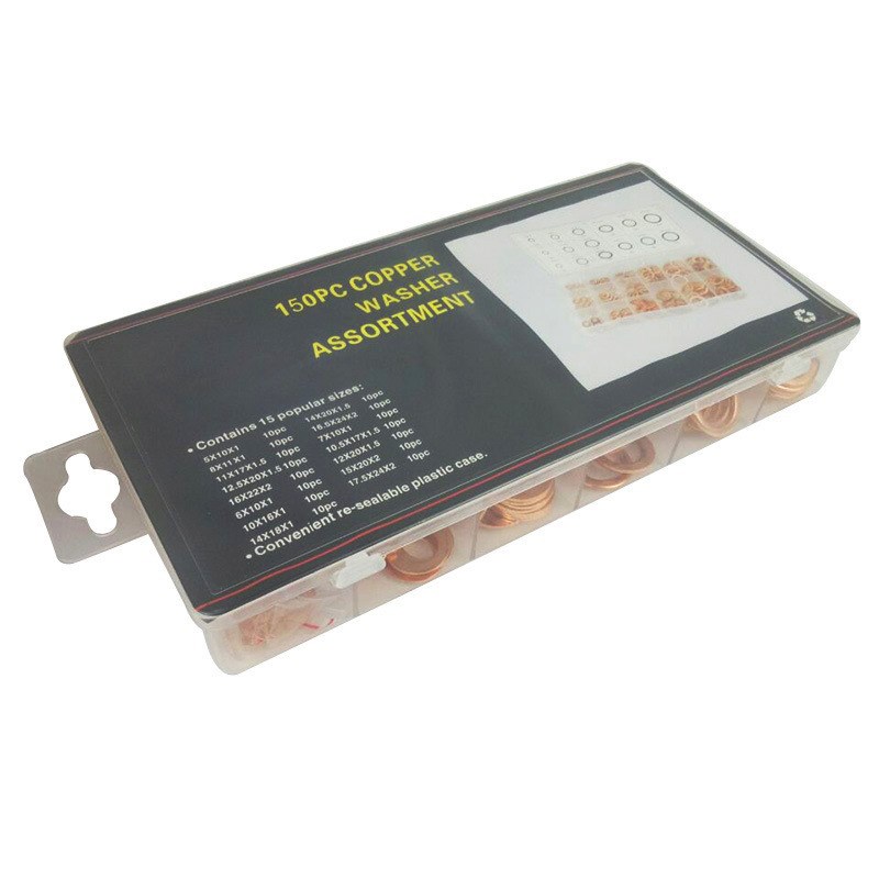 紫铜垫片M5-M14紫铜油封垫片盒装O型密封垫圈铜平垫