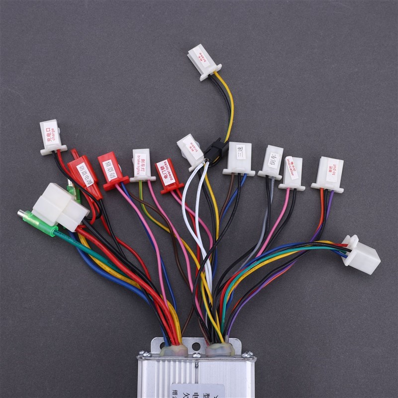 24V36V48V350W6管无刷方波控制器智能识别三速倒车双刹车有无霍尔