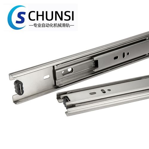 304不锈钢抽屉滑轨防锈45mm宽三节导轨静音滚珠家具橱柜滑道