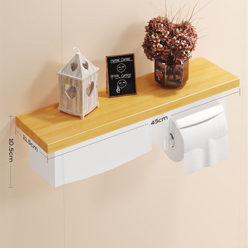 卫生间多功能扶手原木纸巾架厕所防水带实木扶手置物收纳盒卷纸筒