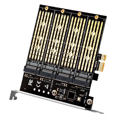 PCI-E X1转四位 m.2 B-Key型SSD转PCIE NGFF SATA 扩展卡转接卡