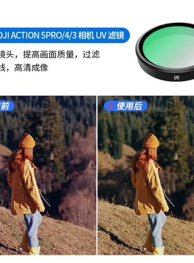 米丢适用DJIAction5pro/4/3运动相机黑柔CPL偏振鏡ND減光鏡