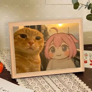 Doro跟圆头耄耋猫猫哈基米的旅行治愈系相框书房卧室桌面摆件礼物