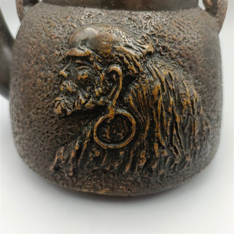 古韵斋 仿古达摩祖师铜酒壶 家居装饰工艺品 古玩铜器收藏