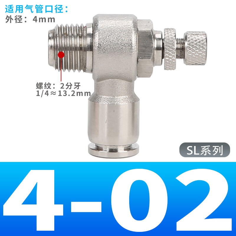 304不锈钢LSA8管道节流阀SL6-M5可调气动接头调速阀SA10-04快装