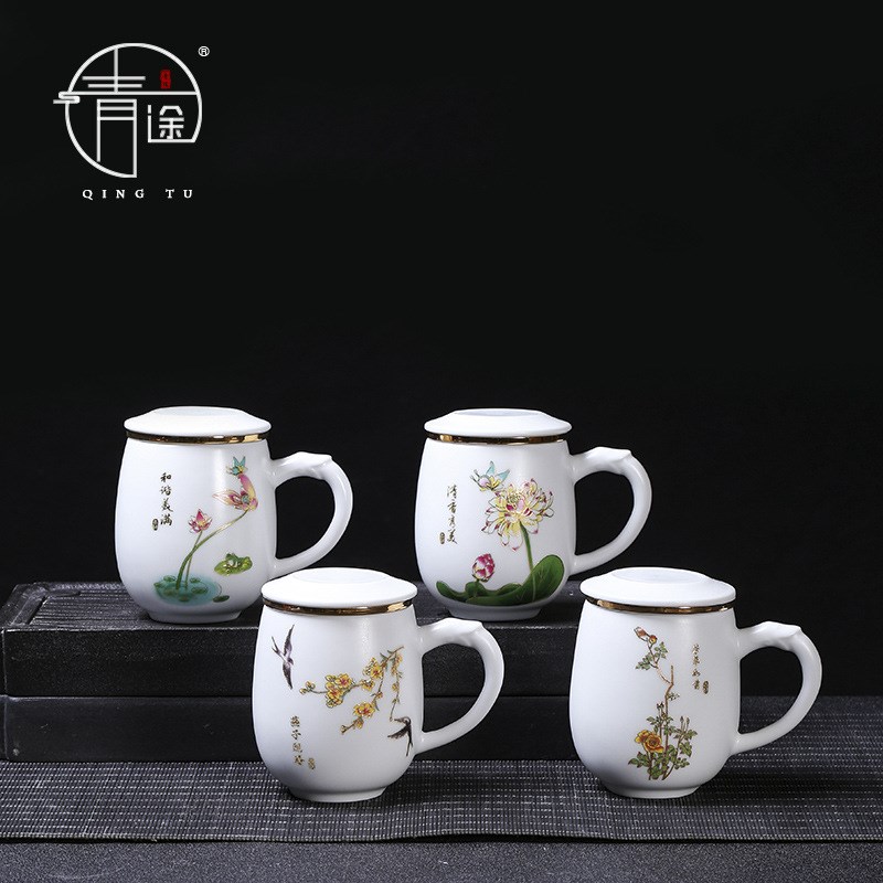 陶瓷会议杯商务酒店水杯宾馆办公泡茶描金办公茶杯企业活动纪念杯