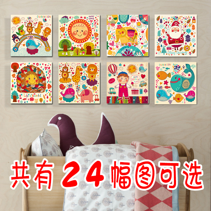 无框画动物卡通儿童房卧室挂画客厅装饰画墙画幼儿园背景墙壁挂画图片