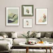 现代简约绿色抽象客厅装 饰画几何色块挂画样板房壁画玄关书房挂画