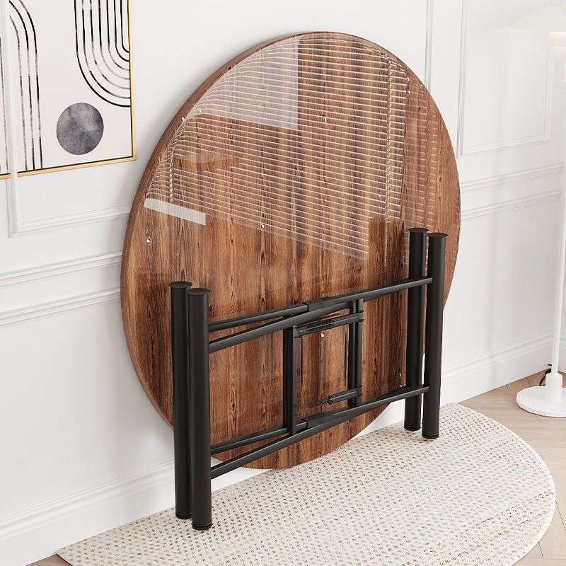 实木折叠餐桌10人15人家用饭店大圆桌带转盘食堂餐馆圆桌面板台面