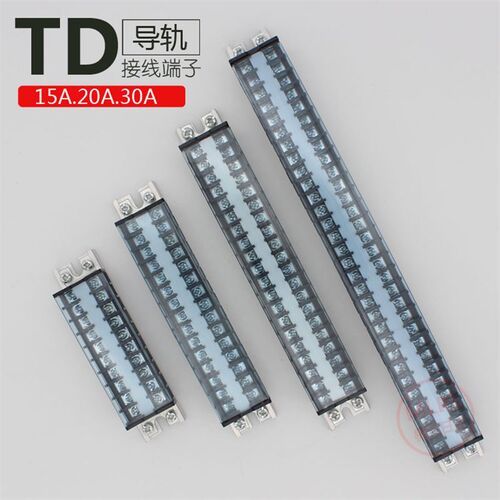接线排 电线连接器TD-15/20/30A10 15 20 30位导轨式接线端子排
