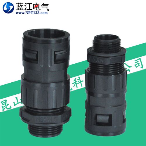 PG牙带锁紧尼龙波纹管电缆接头外螺纹连接直通软管夹紧防水葛兰头
