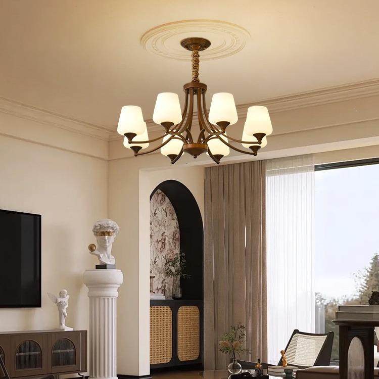 美式吊灯客厅灯乡村复古法式简约灯具中古风大气书房卧室餐厅灯饰