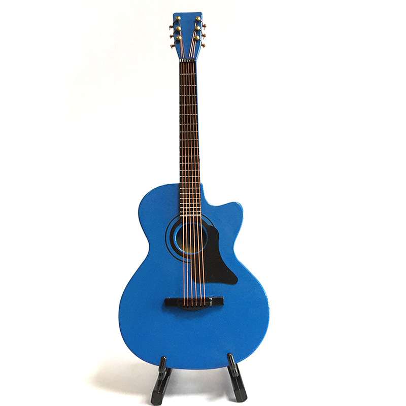 蓝色马丁款民谣小吉他模型迷你乐器模型摆件音乐启蒙乐器模型
