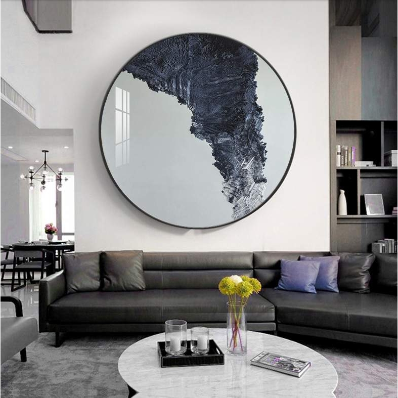 现代简约客厅圆形玄关装饰画年年有余走廊过道挂画书房餐厅壁画图片