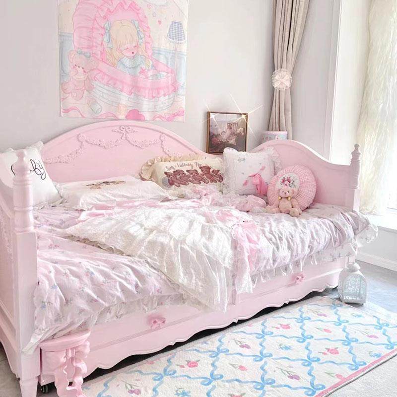 美式实木雕花蝴蝶结儿童公主床滕艺床少女梦幻粉色女孩卧室沙发床,特色手工艺,其他特色工艺品,淘宝优惠券,粉丝福利购,淘宝优惠卷
