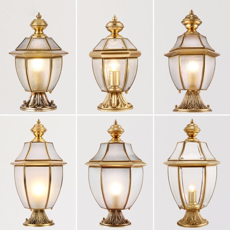 室外庭院灯全铜院墙围墙灯柱头灯欧式门柱景观花园草坪防水户外灯