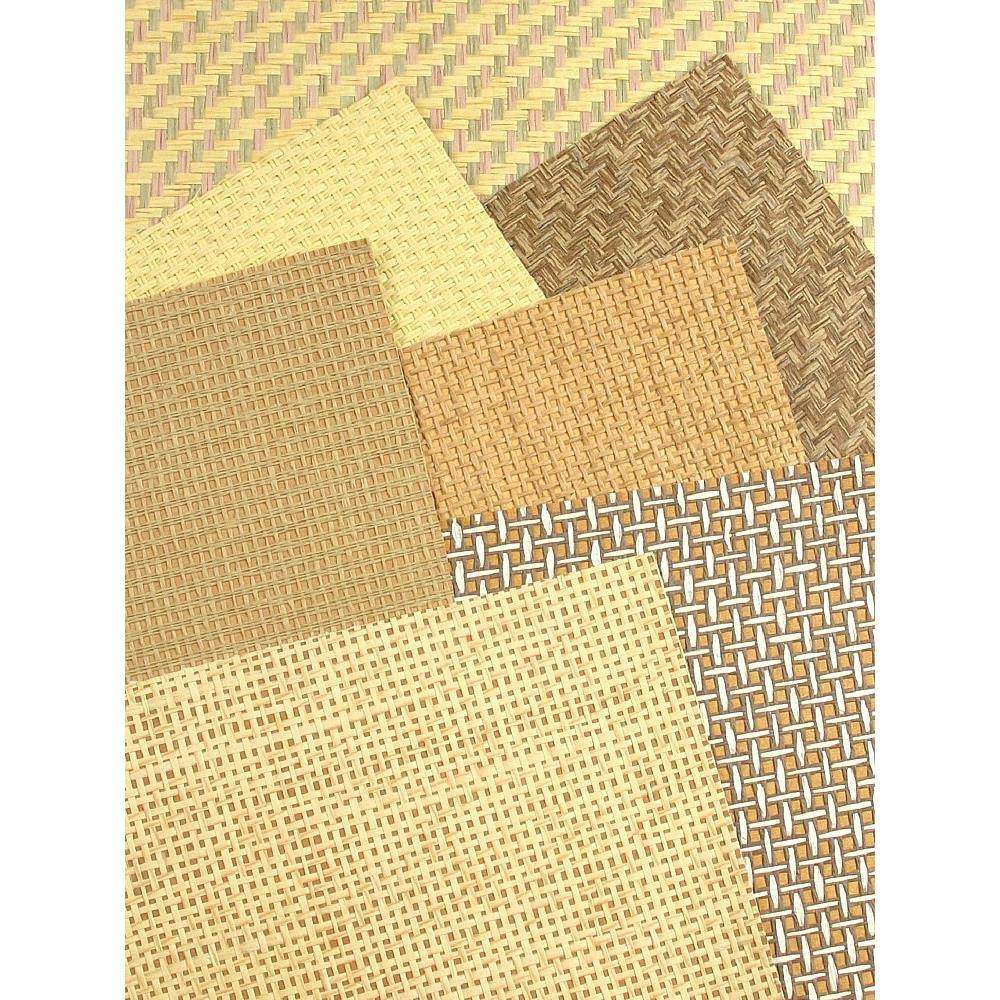 天然草编手工竹纸麻混编织墙纸粗麻纹路质感立体特厚草席茶座壁纸