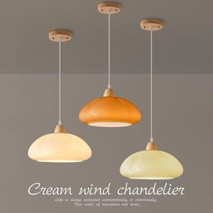 原木风餐厅吊灯中古奶油风南瓜灯复古vintage卧室床头吊灯
