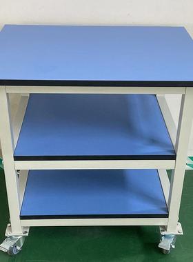 防静电工作台可移动维修台蓝色手推车三层带轮打包周转检验活动桌