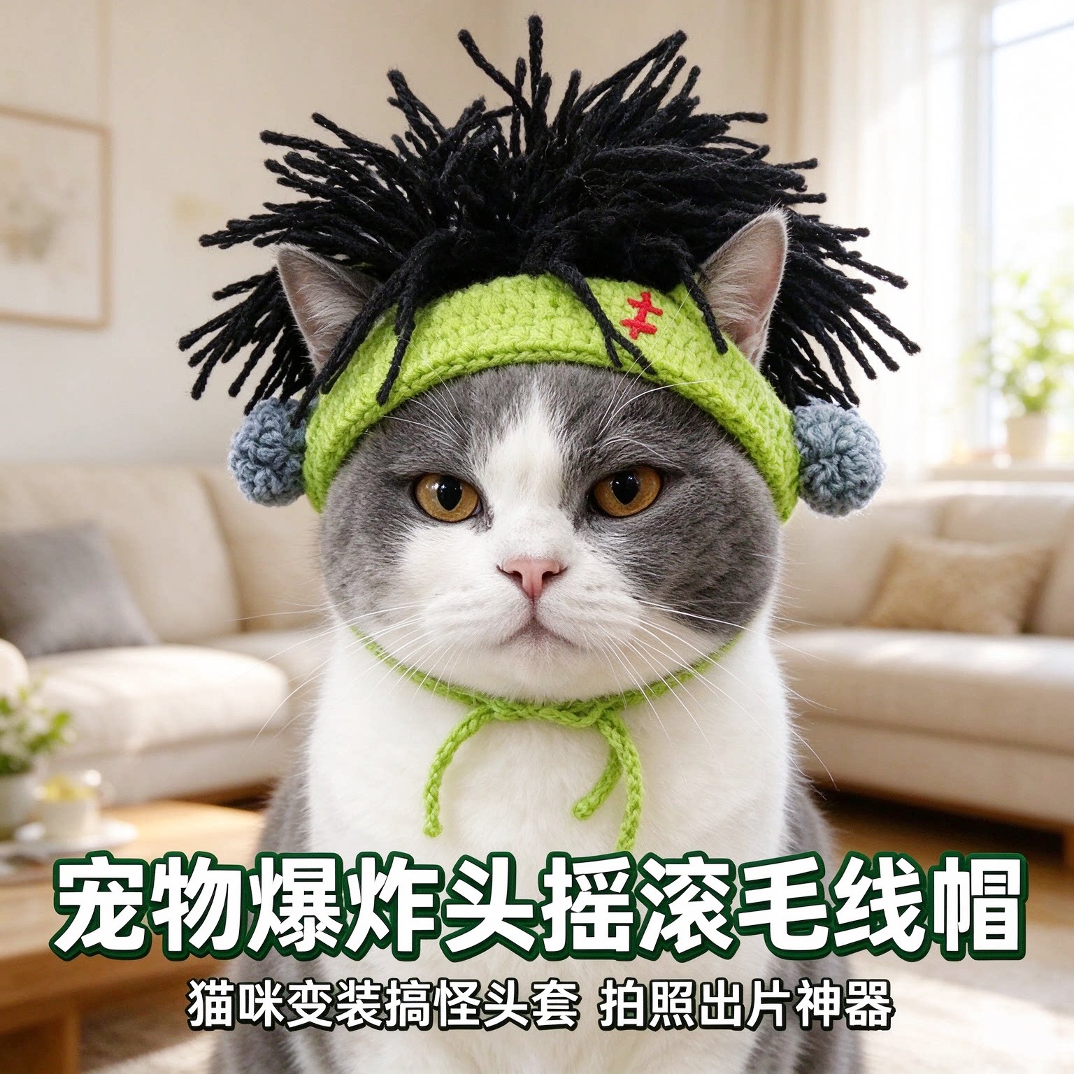 猫狗摇滚朋克搞笑拍照头套