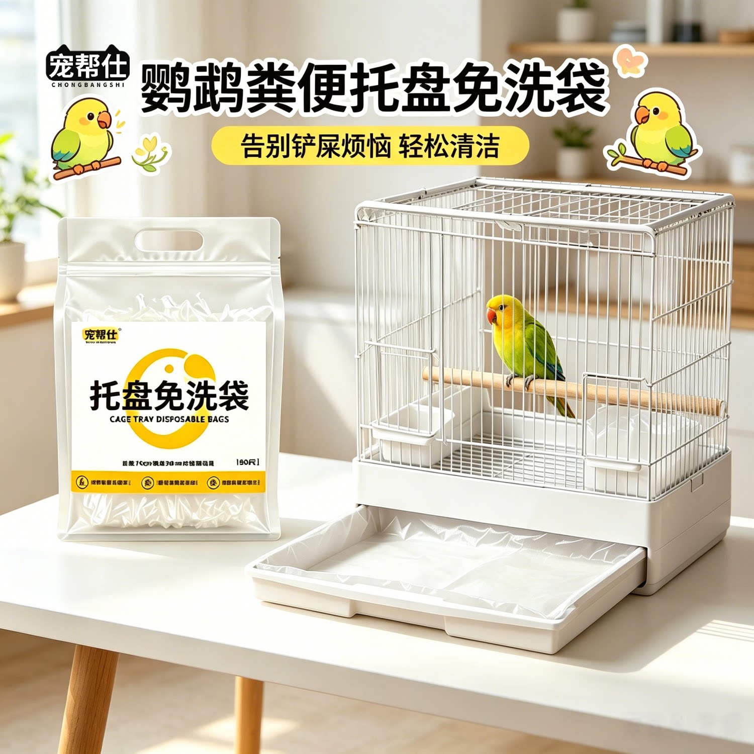 宠帮仕鸟笼托盘薄膜套清洁袋