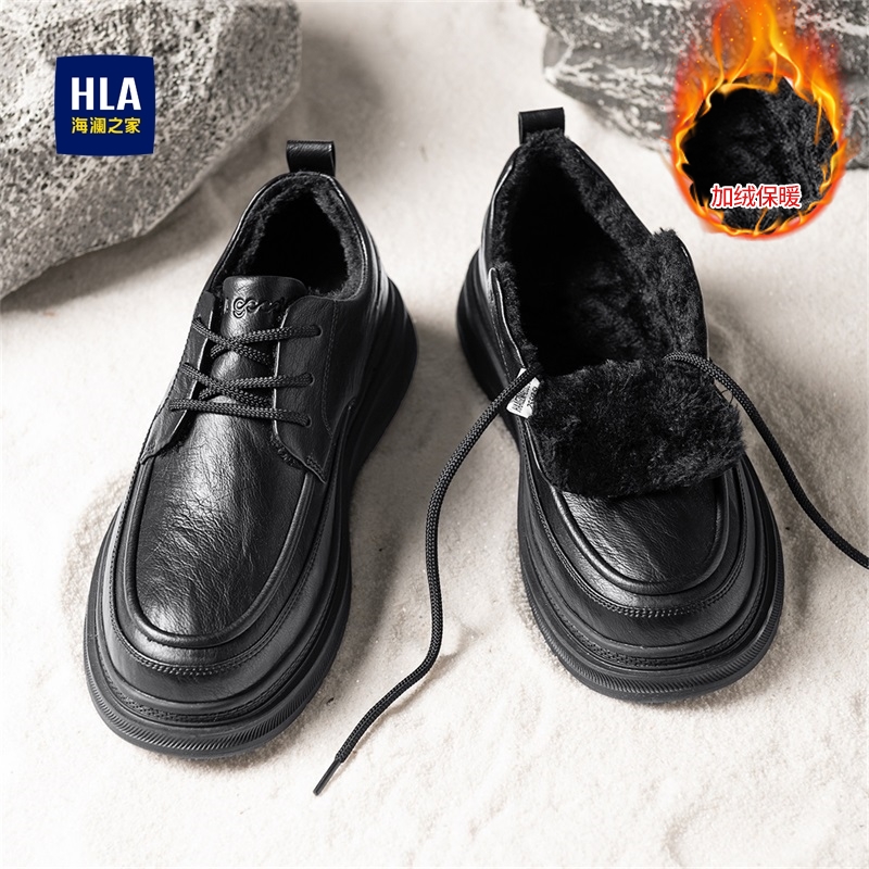 海澜之家黑色加绒防滑爸爸鞋子