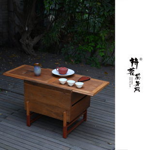 持茗户外移动茶桌茶箱收纳茶具可拆卸折叠车载郊游木桌喝茶便携