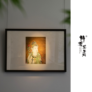持茗景德镇手工匠人绘画瓷板画佛像菩萨画像居家办公装饰禅意玄关
