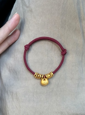 卡纯诗金店同款沙金仿真金小胖福盘缠手链女高级感手绳送女友礼物