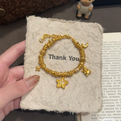 金店同款沙金仿真金星星陨石盘缠手链女新中式轻奢手串送女友礼物