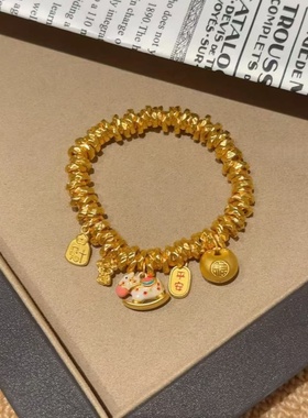 卡纯诗金店同款沙金仿真金小木马盘缠手链女轻奢高级感手串送女友