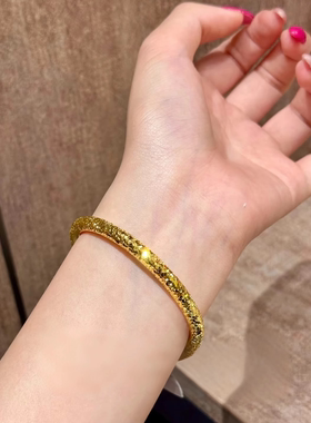 金店同款沙金仿真金单环碎碎冰手镯女轻奢高级感手串送女友礼物