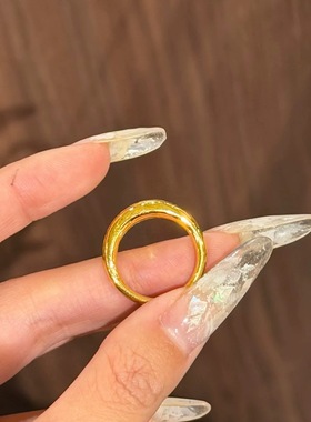 卡纯诗仿真金单依纯同款简约百搭黄金色素圈面包戒指女高级感指环