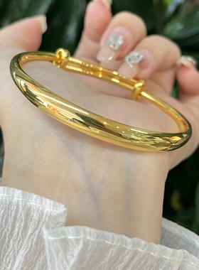 卡纯诗金店同款沙金仿真金光面推拉手镯女轻奢高级感设计可调节