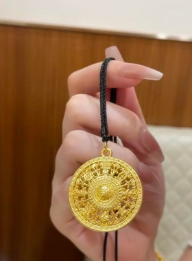 卡纯诗金店同款沙金仿真金佛光普照八宝罗盘吊坠女新款项链挂坠