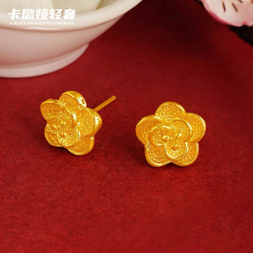 铜合金轻奢花朵耳钉女款玫瑰花