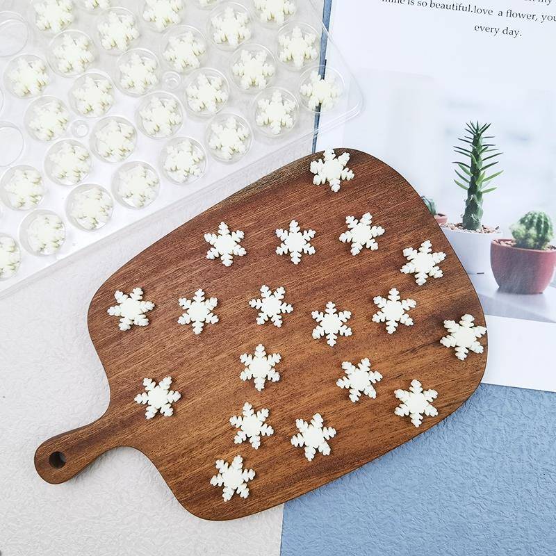 巧克力白色小雪花生日派对蛋糕装饰烘焙可食用圣诞节摆件配件冰雪