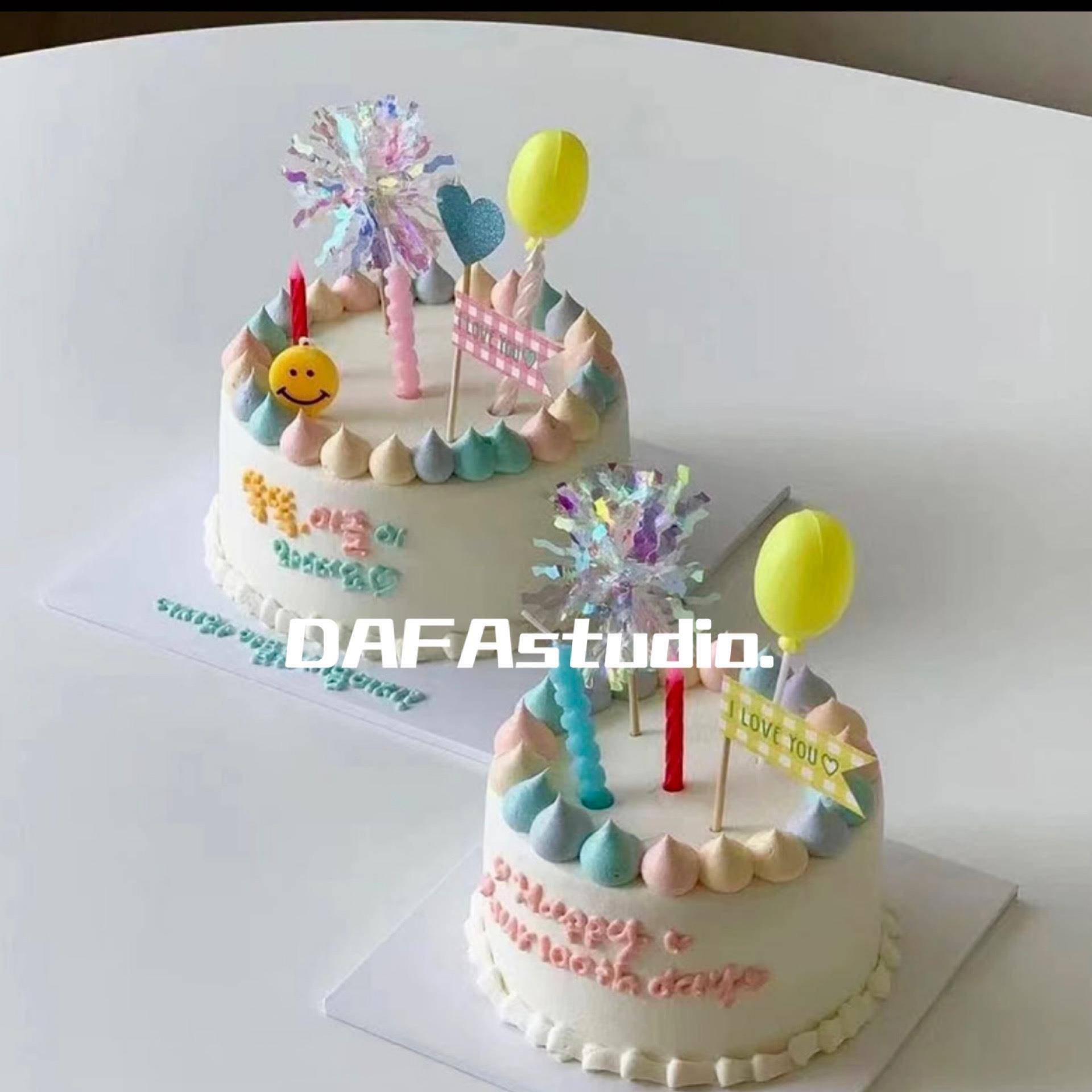 韩国ins流苏雨丝生日蛋糕插件甜品台气球插牌摆件派对烘焙装饰