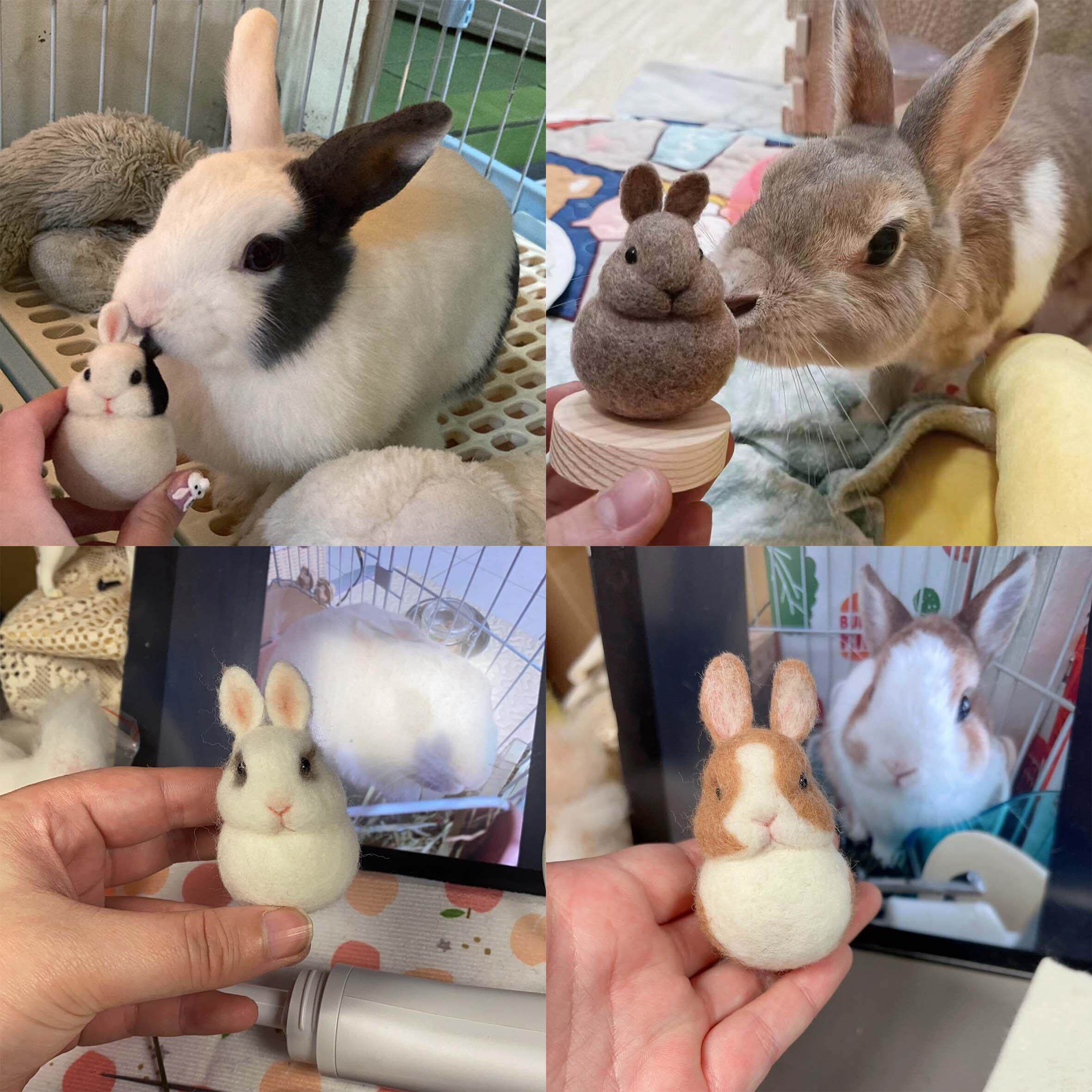 羊毛毡小兔子玩偶成品可定制手工摆件 DIY材料包纪念宠物兔摆件