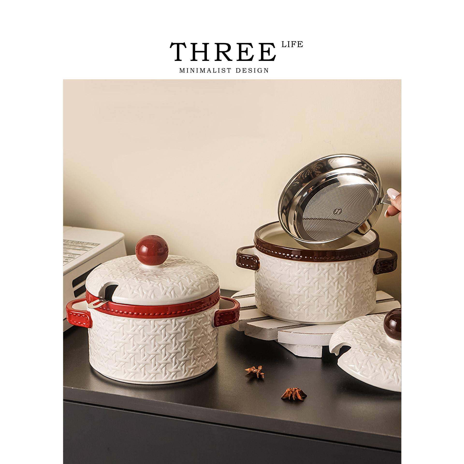 Tlife·Plum·猪油罐高颜值厨房带盖陶瓷家用耐高温带滤网 | 问梅,厨房/烹饪用具,猪油罐,淘宝优惠券,粉丝福利购,淘宝优惠卷