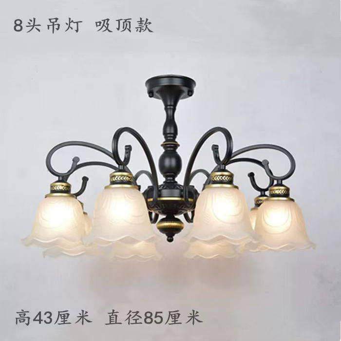 欧式铁艺美式创意吸顶灯复古简约客厅餐厅卧室楼梯356810头灯具