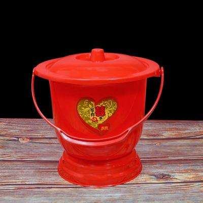 痰盂小马桶带盖红色子孙桶加厚婚庆结婚陪嫁礼喜字坐便老人女尿桶