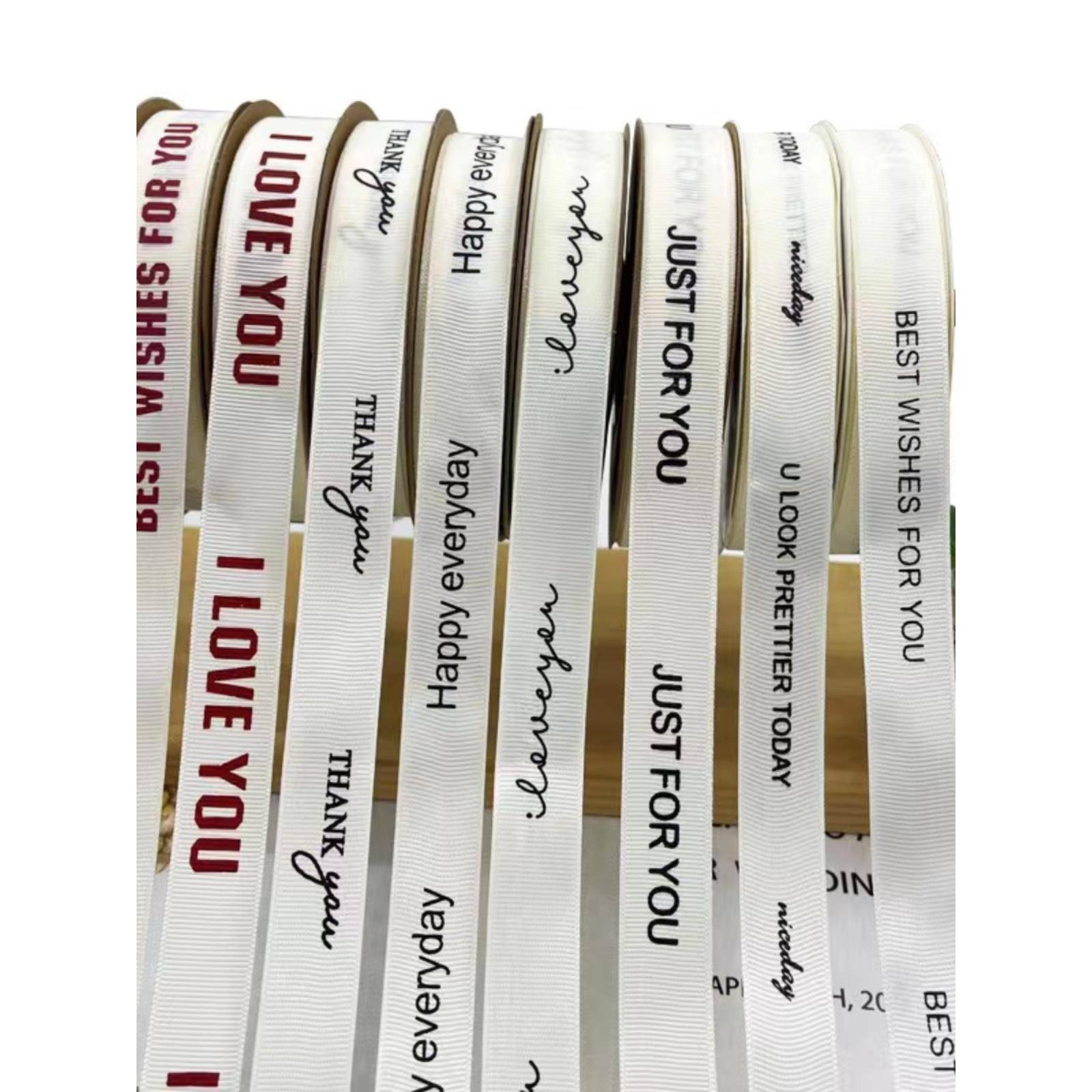 生日蛋糕丝带礼品盒包装绸带花束围边ins风罗纹装扮英文打包缎带