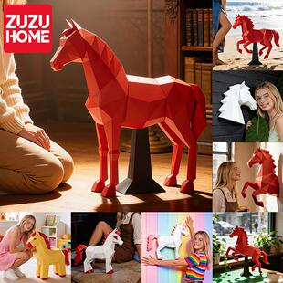 简约客厅家居墙面艺术创意纸质模型手工马文艺壁饰装饰挂饰摆件