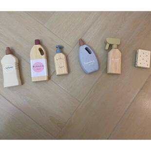 北欧木质磁性蔬菜水果切切乐餐食组木盒套装 原木菜板锅具去污组合