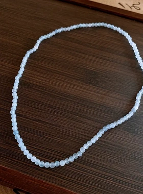 新中式彩色天然石串珠项链文艺复古锁骨链国潮时级感项饰